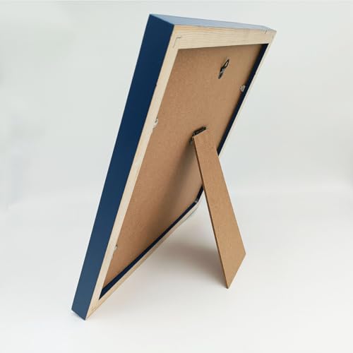 Image of 9x9 Picture Frames Blue with Mat 7x7 Opening Solid Wood Frame, Plastic Panel (Film Needs to be Removed) Table or Wall.Front Window Opening 8.6x8.6 inch.