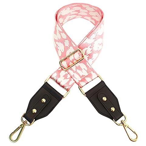 Beacone Wide Purse Strap Leopard Adjustable Crossbody Shoulder Bag Handbag Strap Replacement Belt (A-Pink) Cover