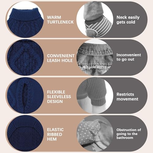 Image of BINGPET Dog Sweater for Large Dogs, Turtleneck Knitted Clothes