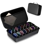 Vecxoty Travel Sunglasses Organizer, Hard Shell Sunglass Case Adjustable Slots for Multiple S...