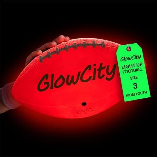 GlowCity Glow in The Dark Football - Size 3 Light Up LED Ball for Kids Ages 8-12 - Cool...