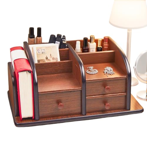 Niesel Soporte Para Mando A Distancia En La Mesilla De Noche - Portamandos De Madera Con Cajones - Accesorios De Oficina Para Cargador Llaves Cuaderno Taza,Lápices Y Cargador