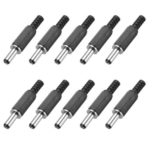 MECCANIXITY 10pcs DC Male Power Adapter Connector, 5.5mm x 2.1mm DC Power Jack Plug Adapter 2.05
