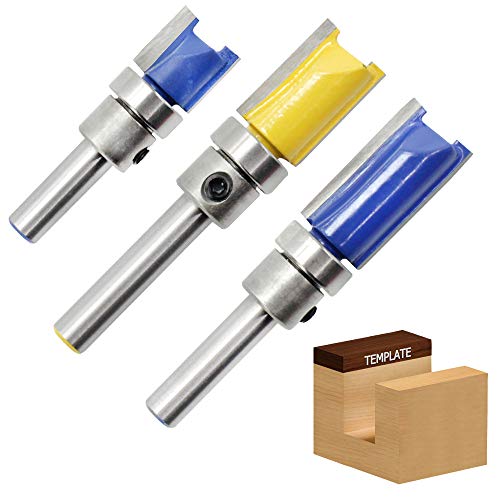 Bardland XBD-3 Set di 3 pezzi 1/4 pollice codolo filo modello di modello del router Set di punte per router Strumento di taglio per frese con cuscinetti superiori in legno