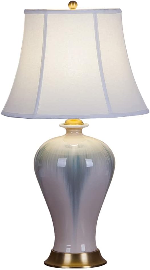 Ceramic Table Lamp With Fabric Shade Hand Painted Ceramic Desk Lamp Retro Vase Table Light Reading Lamp For Living Room Traditional Bedroom Bedside
