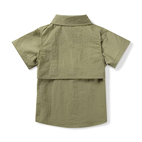 Boys Button Down Shirt Shorts Sleeve Quick Dry Nylon Solid Relaxed Fit Shirts Casual Fishing Summer Top 3T-14 Years2