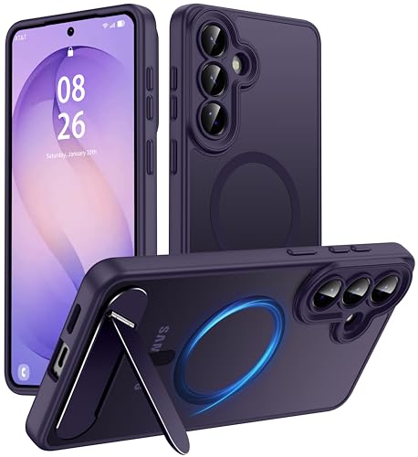 AMILIFECASES Magnetic Compatible with Samsung Case, [Built-in Kickstand][Full Camera Protection][Compatible with MagSafe][Anti-Fingerprint] Shockproof Phone Case for Galaxy S26 Plus-Purple by AMILIFECASES - Used condition - US$11.88