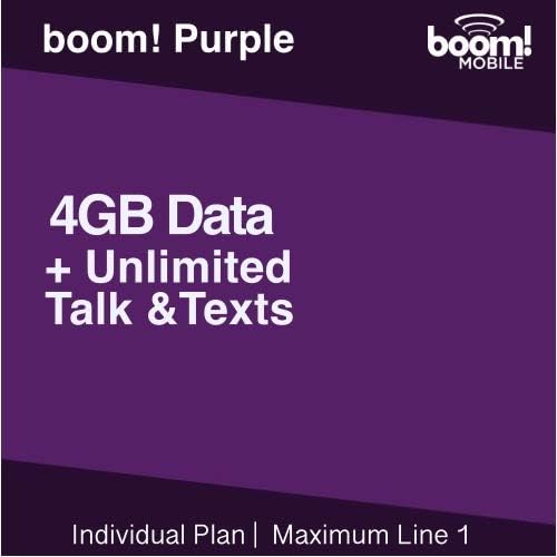 boom! Mobile 4GB Data w/Unlimited Talk & Text