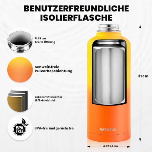 RAYMYLO 2.5L isolierte Edelstahl-Thermosflasche，3-Schicht-Vakuum-Edelstahl – Ansicht 5