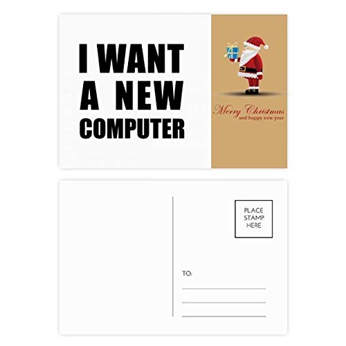 Cartes postales Père Noël I Want A New Computer lot de 20 vœux