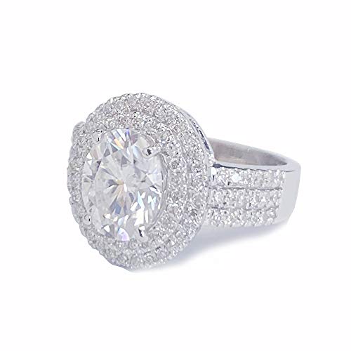 14k White Gold Oval and Round Cut Moissanite and Natural