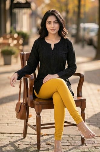 Image of Thrifty Thread Women's Cotton Full Length Leggings | Soft & Comfortable Leggings | High Waist | Regular Fit