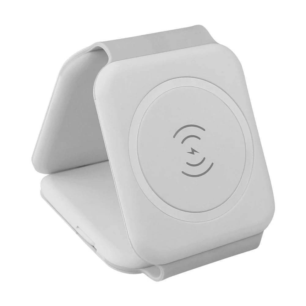 FONTASTIC 263446 Stazione di Ricarica Wireless Qi Magnetica Pieghevole per Smartphone e Smartwatch Bianco