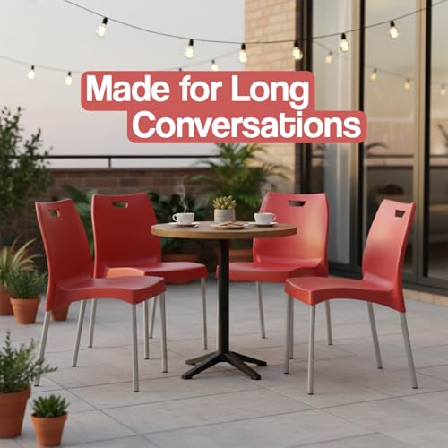 Image of IAFA FURNITURE Munch Plastic Chair| Living Room, Bed Room, Kitchen, Office Room, Outdoor| (Red, Set of 2) (Red, Set of 4)