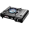 8,000 BTU Portable Gas Stove with Carrying Case for Camping, Picnics, Hiking, Fishing, BBQ, CSA Listed BLACK