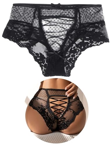 ohyeahlady Brazilian Slip Damen Spitze Unterwäsche Frau Sexy Höschen Große Größen Panty Dessous G String Tanga High Waist Underwear Curvy Briefs...