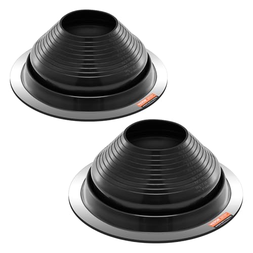 VEVOR 2er-Set Rohrmanschette, passend für Rohr-Außendurchmesser von 150 bis 280 mm, EDPM-Dachdurchführung, Dachabdichtungsflansch -55 bis 100℃, für Schornstein, Holzofen und Außenentlüftungsrohre