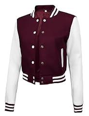 Maroon and White - Cropped Womens Varsity Jacket