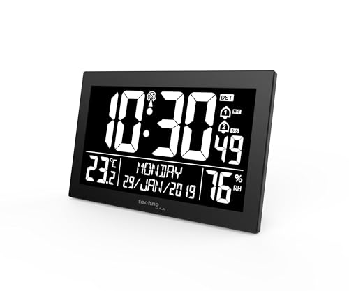 Technoline WS 8017 Horloge Murale Radio-pilotée avec température, humidité de l'air, Date, Jour, 2 alarmes