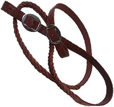7.5' Mano Trenzada Una Pieza Cuero Marrón Roping-Trail-Barrel Rein