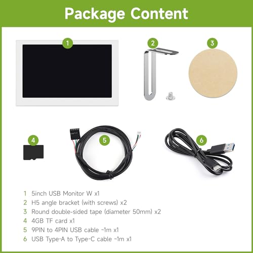 Image of waveshare 5inch USB Monitor, PC Case Secondary Screen /Desktop RGB Ambient Screen, IPS Panel, 800x480 Resolution, with Music Spectrum Analysis Function, Type-C Interface, CNC Metal Case, Silver