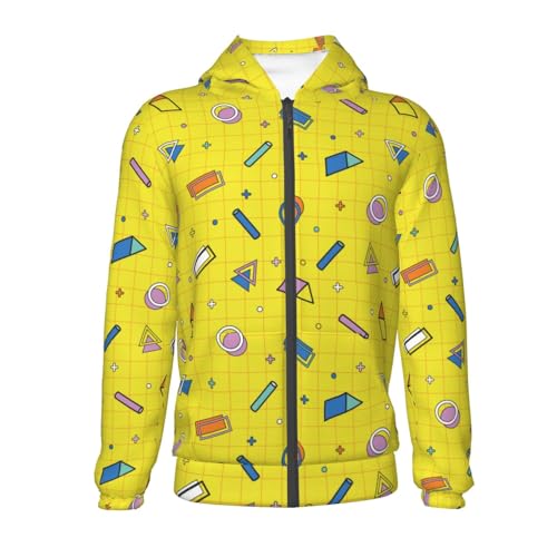 Geometric Objects Pattern Kids Pullover Hoodies Boys Zip Up Sweatshirts Girls Athletic Clothes with Pocket2