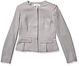 Knopfleiste vorne. Calvin Klein Damen Women\'s Twill Peplum Jacket Anzugjacke, Business-Stil, Dose, cremefarben, 40