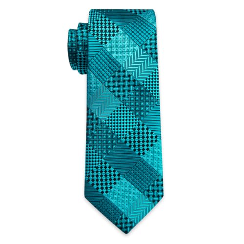 Image of YourTies Striped Plaid Ties for Men Silk Formal Necktie Set | 3.15 inch(8cm) Woven Jacquard Mens Ties with Necktie Pocket Square Cufflink Tie Clip Lapel Pin for Wedding Business Party