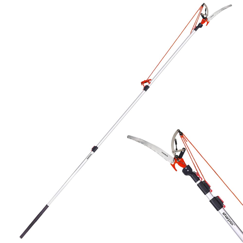 Sharpex 11 Ft Manual Pole long cutter for Tree Trimming | 3 Stage Extension Telescopic Pruning Saw (5 Feet To 11 Feet) |14 Inches sharp Blade for Tree Trimmer Pole, Yard Garden and Patios (B0D8QH8SKW) Amazon Price History, Amazon Price Tracker