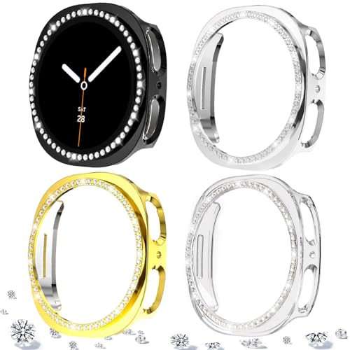 DEALELE [4�p�b�N�P�[�X Samsung Galaxy Watch 8 44mm�Ή� �L���L�� �P�� �_�C�������h PC �ی�P�[�X �����p���v�J�o�[�o���p�[ Galaxy 8 Watch 44mm�p (�u���b�N+�V���o�[+�S�[���h+�N���A)