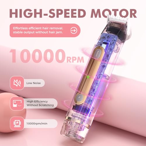 Image of Bikini Trimmer for Women, 2-in-1 Electric Razor for Pubic Hair & Body - Painless Wet /Dry Shaver with IPX7 Waterproof, Rechargeable Cordless Groomer for Legs, Underarm & Face (Mauve)