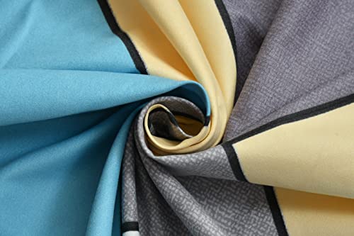 Image of Microfiber Fitzy 280 TC Fitted Bedsheet King Size, Elastic Bedsheet, 72x78 + 10 Inches Drop,with 2 Pillow Covers (Al-BlueYellow-Traingle)