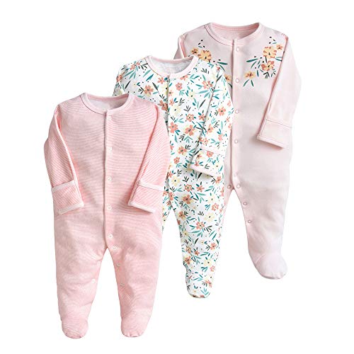 Minizone Bébé Pyjama Lot de 3, Grenouillères Manche Longues Combinaison 6-9 Mois