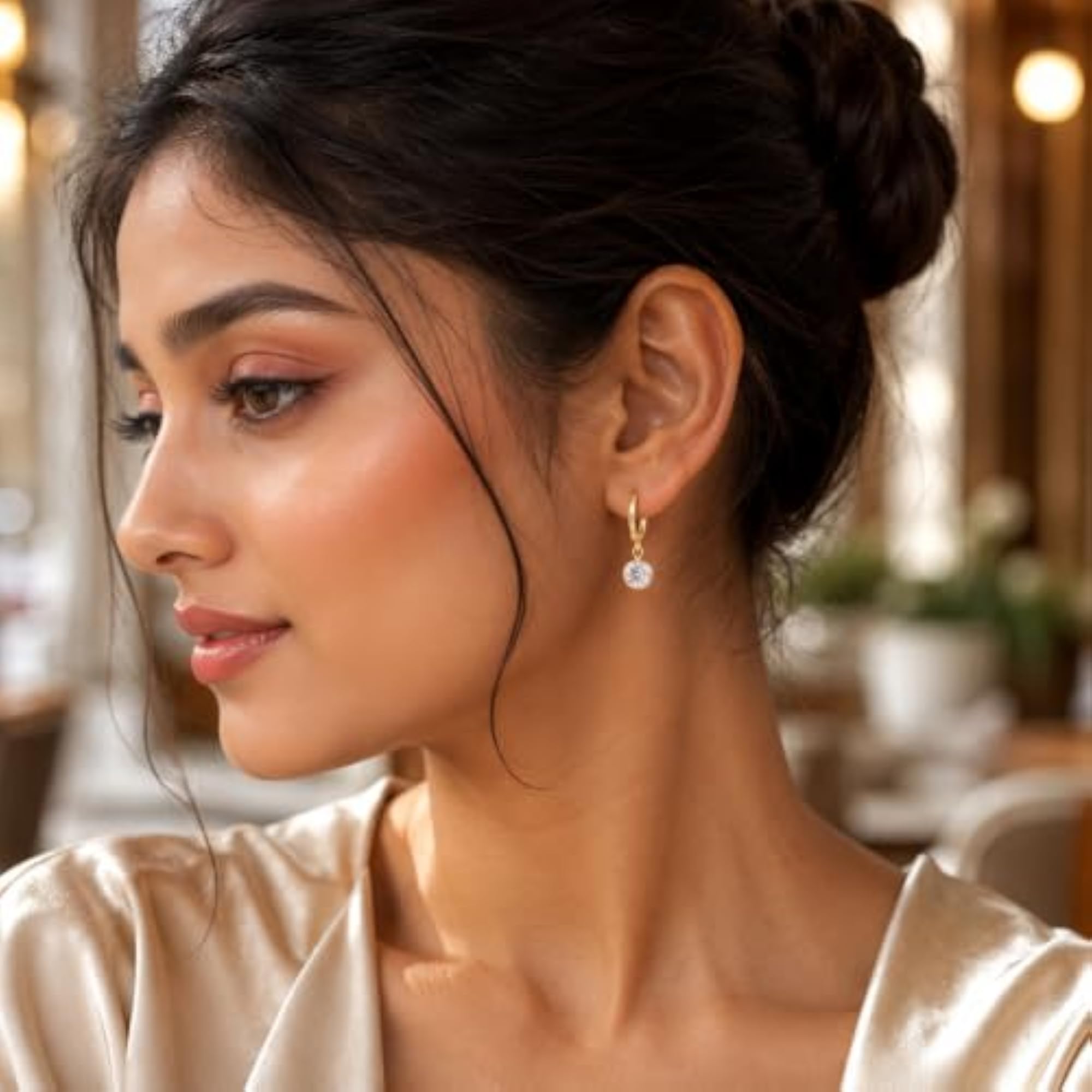 Women's Crystal Plated Hoop Earrings, Gift for Girls