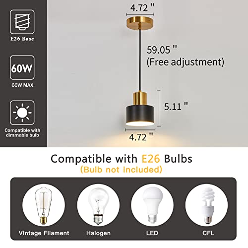 Asgyisa Modern Mini Pendant Light Fixture 2-Pack Black And Gold Industrial Adjustable Matte Small Chandelier Hanging Lighting For Kitchen Island Dining Room Bar Bedroom thumb #2