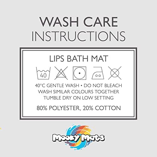 Mooky Mats Lips Shaped Bath Mat Non-Slip, Red/Black, Supersoft Absorbent Rug, 50 x 90cm