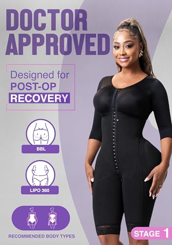 Snatched Body Fajas Colombianas | Faja Shapewear for Women with Sleeves | Stage 1 Faja Post Surgery BBL & Lipo 3602