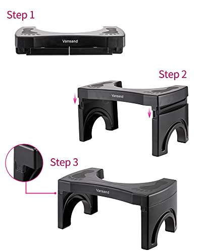 Vansand Toilet Stool,Folding Squatting Potty Poop Stool, Toilet Auxiliary Step,7.5Inch Height (Black) #TOP5