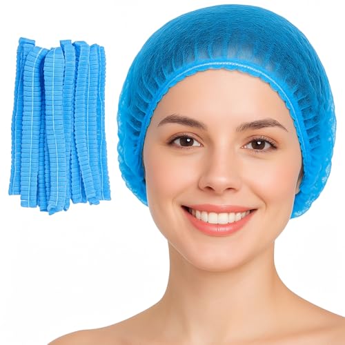 CocoAtlas - CocoAtlas Disposable Bouffant Caps, Hair Nets, 100 Pack (Blue)