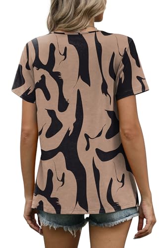 Image of WIHOLL Women T Shirts Pleated Short Sleeve Tops Business Casual Dressy Blouses