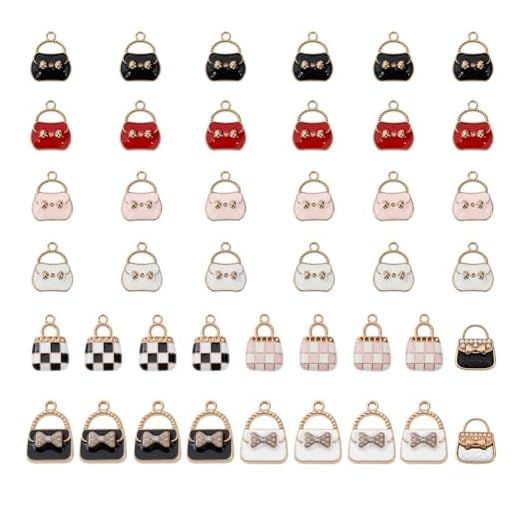 OLYCRAFT 42 peças, 10 estilos, bolsa feminina, pingentes, pingentes, berloques, liga esmaltada, bolsa feminina, charme, cores mistas, pulseira, pingente, pingentes para colar, pulseira, brinco, joias