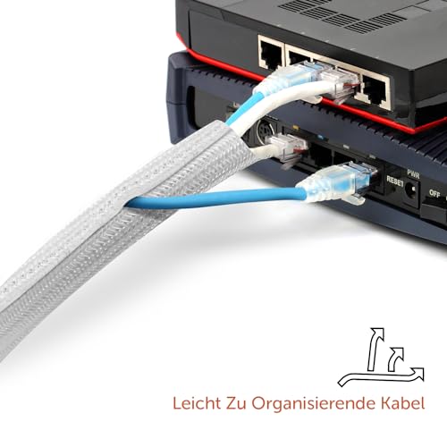 shinfly 13mm-3m Kabelschlauch Selbstschließend Weiß, Kabelmanagement, Flexibler Kabelkanal für TV und Computer, Versteckten Kabelschutz und Kabelverwaltung