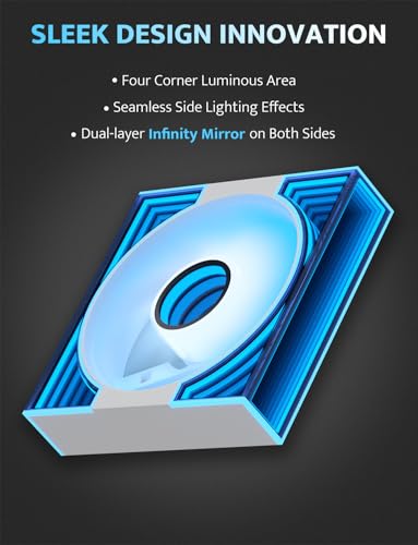 Image of darkFlash DM8 3-Pack 120mm PC Case Fan, Infinity Mirror Case Fans, PWM ARGB Sync, 1600RPM High Airflow 56CFM, Low Noise 32.5dBA, Computer Case Cooler Fan (White, Forward)