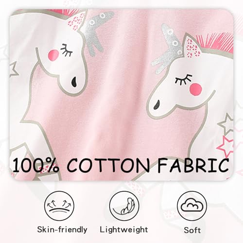 Image of Girls' Clothing Sets Cotton Long Sleeve Pink & Black Unicorn Outfits for Girls 6-7 Years