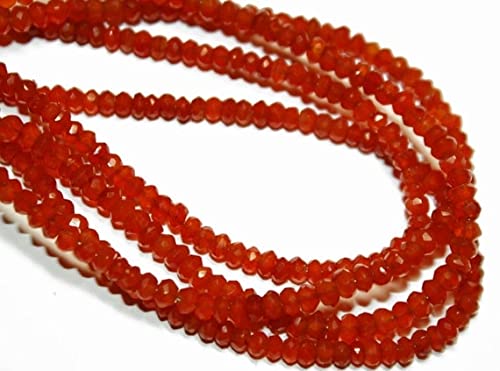 Cornaline facettée en rondelles 3.5mm pour création de bijoux et collier de perles naturelles