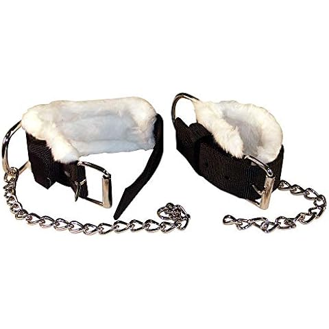 Intrepid International Kick Chain - Kick Chains for Horses, Fleece Lined, 1 3/4" Nylon Webbing, Chrome Plated, 14" Chain, 17" Webbing, Prevent Kicking, Front or Hind Legs Cover
