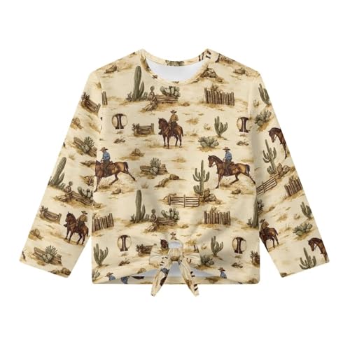 Xpyiqun T Shirt for Girls 5-12Y Long Sleeve T-Shirts Trendy Kids Tie Front Knot Tees Crewneck Pullover Tops4