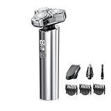 GLLAVA Electric Razor for Men，10,000RPM High-Speed Motor, IPX8 Waterproof, USB Fast Charging, Quick Charge & Travel Lock，Upgraded Mirror Silver