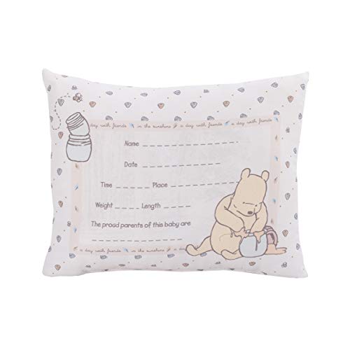 Disney Winnie The Pooh Decorative Keepsake Pillow – Personalized Birth Pillow, Ivory, Blue, Yellow (6404709P)