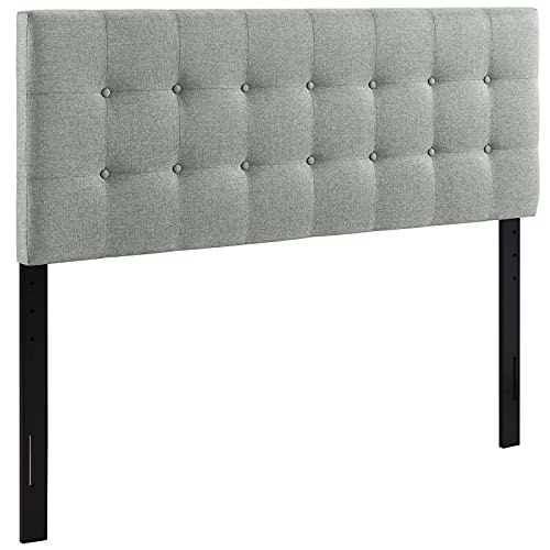Modway Emily Tufted Button Linen Fabric Upholstered Full Headboard in Gray by Modway - Used condition - US$50.17